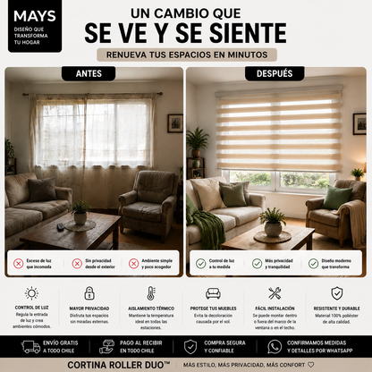 Cortina Roller Duo™ | Diseño, privacidad y control de luz para tu hogar