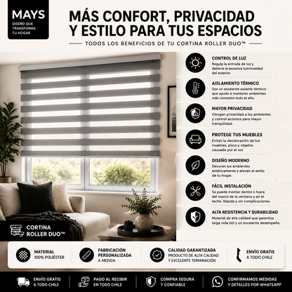 Cortina Roller Duo™ | Diseño, privacidad y control de luz para tu hogar