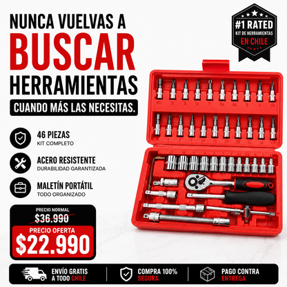 TorqueMaster™ 46 Piezas | La Herramienta que Necesitarás Cuando Menos lo Esperes