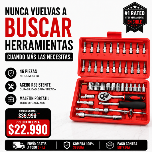 TorqueMaster™ 46 Piezas | La Herramienta que Necesitarás Cuando Menos lo Esperes