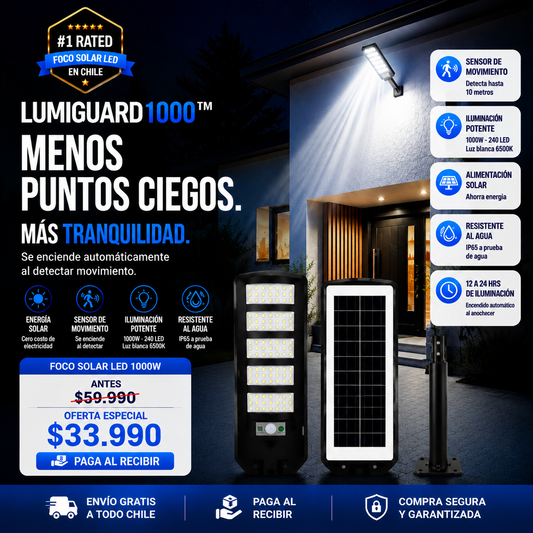 SolarGuard Pro1000™ | Más luz, más seguridad.
