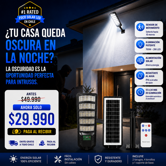SolarGuard Pro700™ | Más luz, más seguridad.