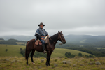 Hombre a caballo en cerro del sur de Chile