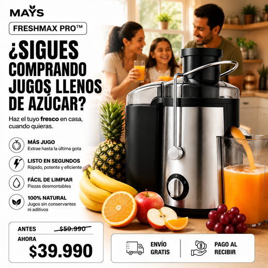 FreshMax Pro™ | Deja los jugos procesados y disfruta fruta fresca en segundos