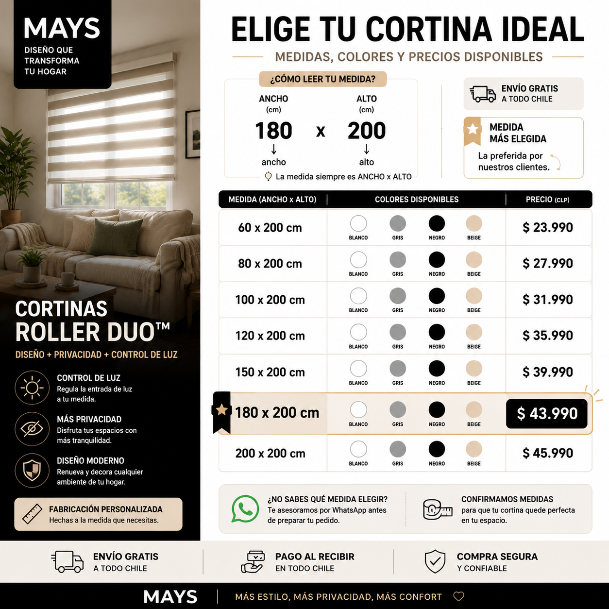 Cortina Roller Duo™ | Diseño, privacidad y control de luz para tu hogar