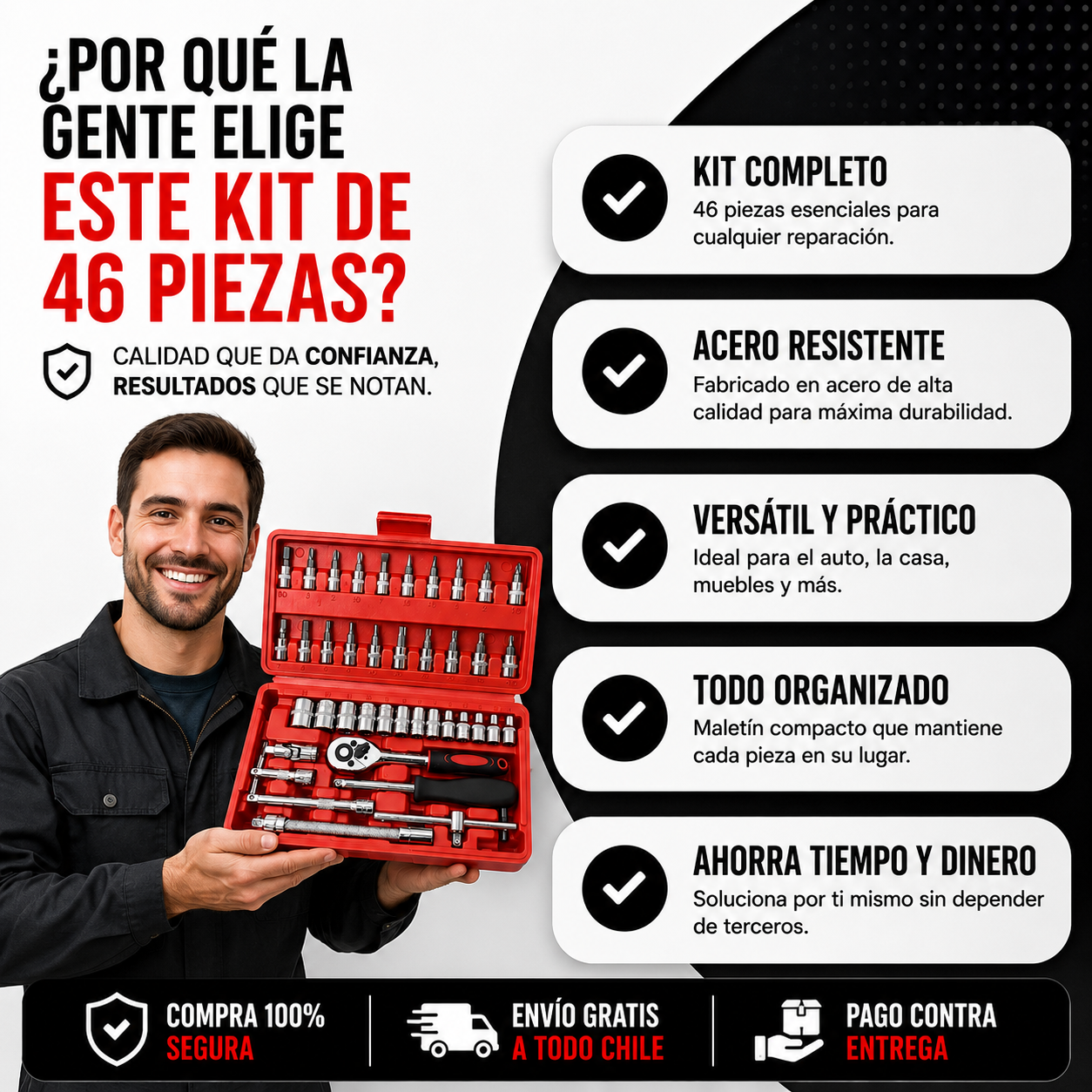 TorqueMaster™ 46 Piezas | La Herramienta que Necesitarás Cuando Menos lo Esperes