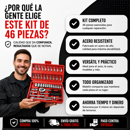 TorqueMaster™ 46 Piezas | La Herramienta que Necesitarás Cuando Menos lo Esperes