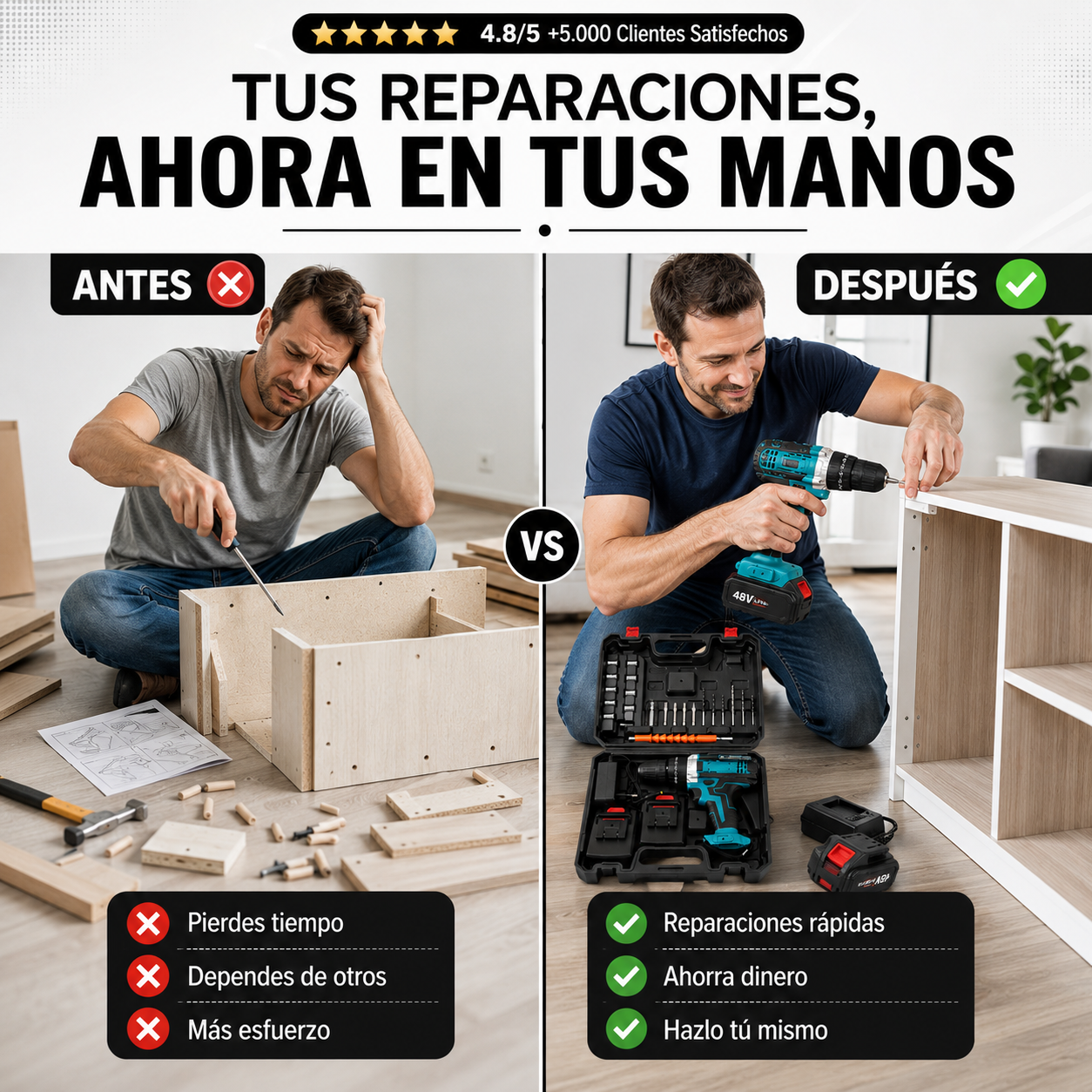 TaladroMax™ 48V| Haz Tus Reparaciones Sin Depender de Nadie